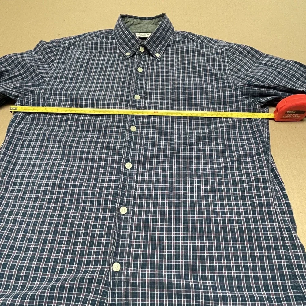 J.Crew‎ Men's Medium Windowpane Plaid Button Down Shirt Preppy Cotton Blue & Red